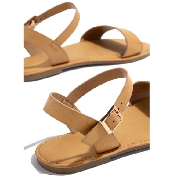 Tan Strappy Flat Sandals - Picture 3 of 9